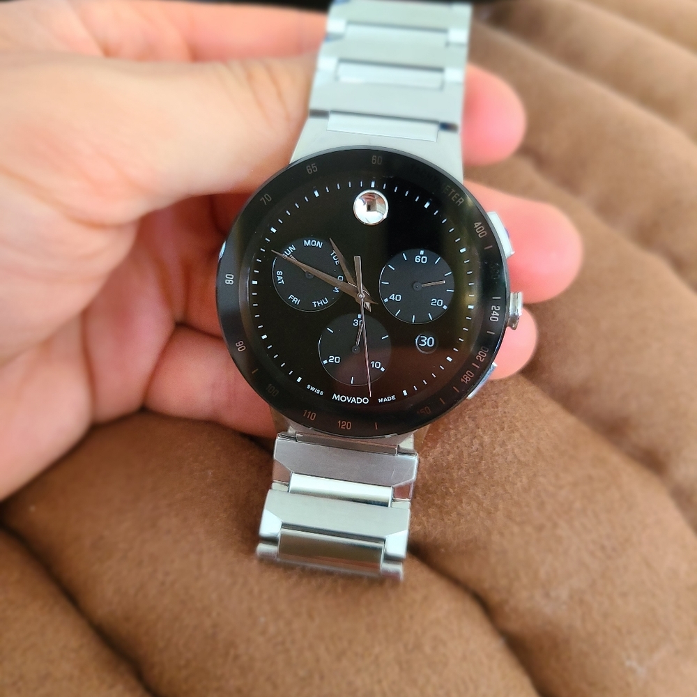 MOVADO Sapphire Chronograph Quartz Black Dial Men's Watch 0607239